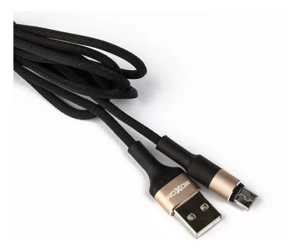 Cable Micro Usb 3 M Carga Rapida Moxom Reforzado Para Ps4 Color Negro Dorado